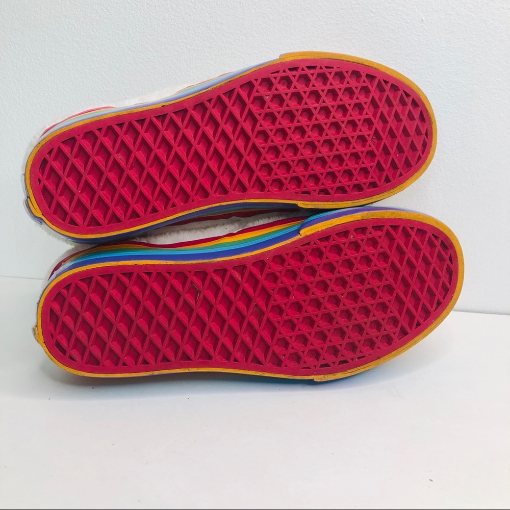 Vans Slip-On Shearling Rainbow Platform Sneakers - Picture 4 of 7
